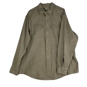 LL Bean Shirt Mens XL Beige Button Up Shirt  Vintage USA Made